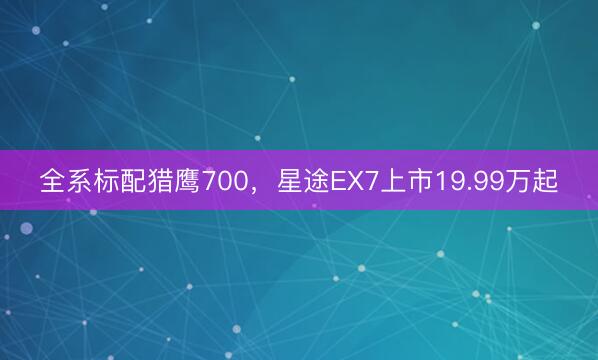 全系标配猎鹰700，星途EX7上市19.99万起