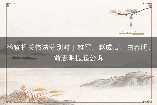 检察机关依法分别对丁雄军、赵成武、白春明、俞志明提起公诉
