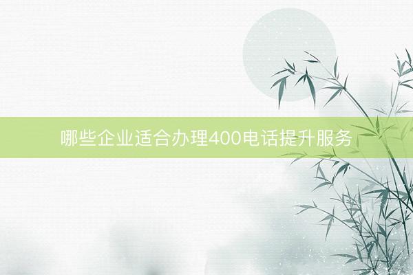哪些企业适合办理400电话提升服务