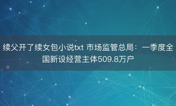续父开了续女包小说txt 市场监管总局：一季度全国新设经营主体509.8万户