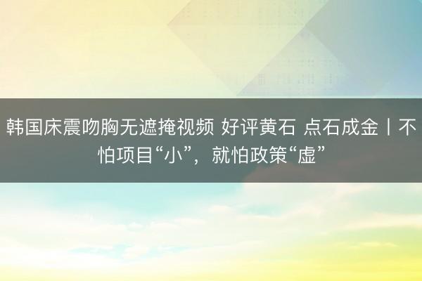 韩国床震吻胸无遮掩视频 好评黄石 点石成金丨不怕项目“小”，就怕政策“虚”