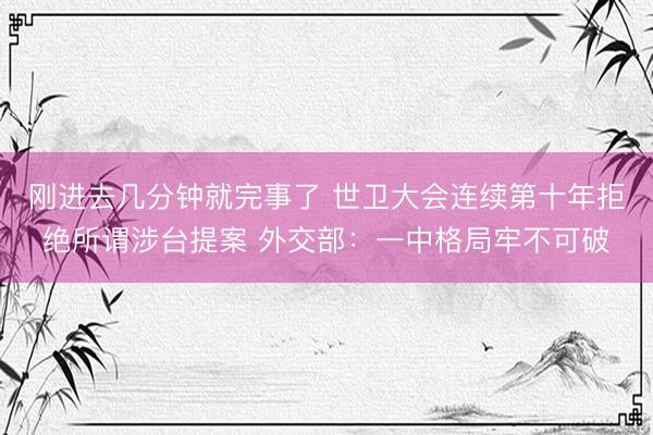 刚进去几分钟就完事了 世卫大会连续第十年拒绝所谓涉台提案 外交部：一中格局牢不可破