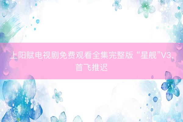 上阳赋电视剧免费观看全集完整版 “星舰”V3，首飞推迟