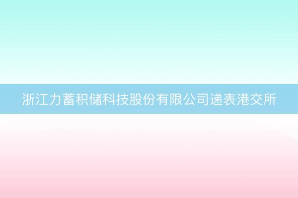 浙江力蓄积储科技股份有限公司递表港交所