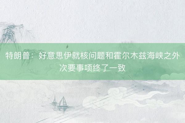 特朗普：好意思伊就核问题和霍尔木兹海峡之外次要事项终了一致