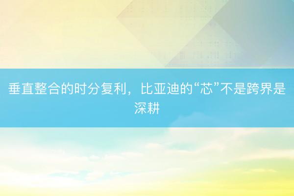垂直整合的时分复利，比亚迪的“芯”不是跨界是深耕