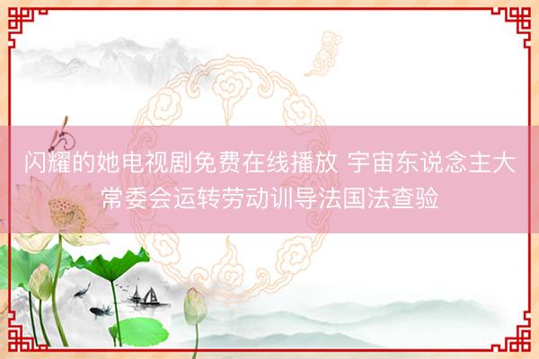 闪耀的她电视剧免费在线播放 宇宙东说念主大常委会运转劳动训导法国法查验