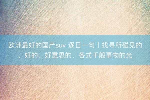 欧洲最好的国产suv 逐日一句丨找寻所碰见的、好的、好意思的、各式千般事物的光