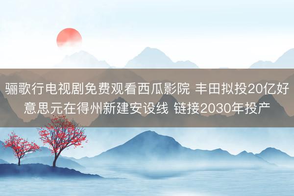 骊歌行电视剧免费观看西瓜影院 丰田拟投20亿好意思元在得州新建安设线 链接2030年投产