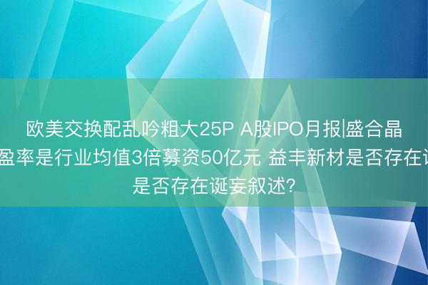 欧美交换配乱吟粗大25P A股IPO月报|盛合晶微刊行市盈率是行业均值3倍募资50亿元 益丰新材是否存在诞妄叙述？