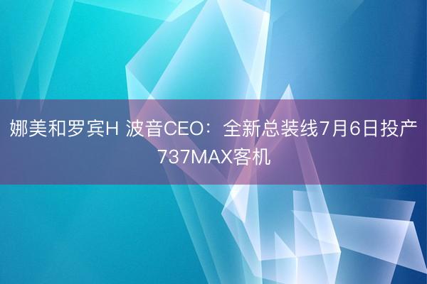 娜美和罗宾H 波音CEO：全新总装线7月6日投产737MAX客机