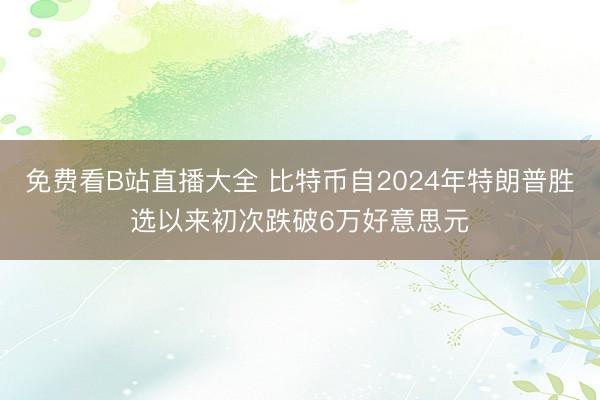免费看B站直播大全 比特币自2024年特朗普胜选以来初次跌破6万好意思元