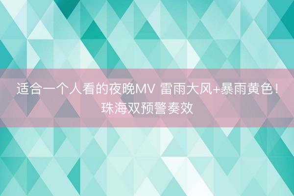 适合一个人看的夜晚MV 雷雨大风+暴雨黄色！珠海双预警奏效