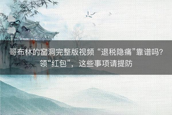 哥布林的窑洞完整版视频 “退税隐痛”靠谱吗？领“红包”，这些事项请提防