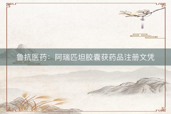 鲁抗医药：阿瑞匹坦胶囊获药品注册文凭
