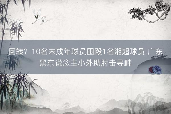 回转？10名未成年球员围殴1名湘超球员 广东黑东说念主小外助肘击寻衅